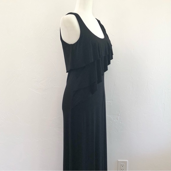 ⭐️Calvin Klein⭐️Black 54" Long Maxi Sleeveless Ruched Beach Evening Dress Size 6 - Picture 4 of 16